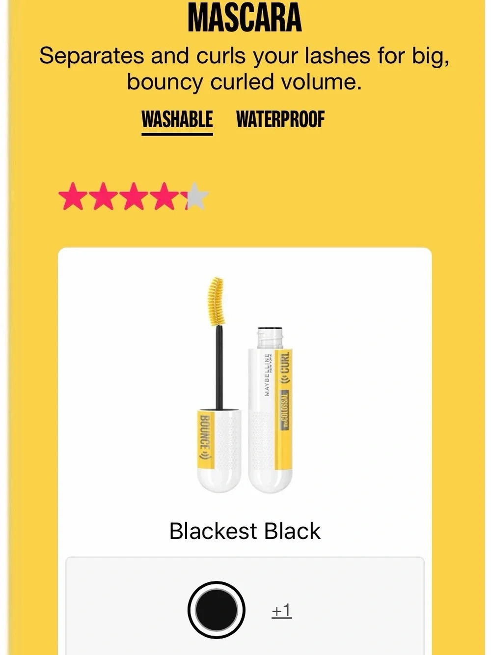 Maybelline Colossal Curl Bounce Mascara - Black with Yellow Accents